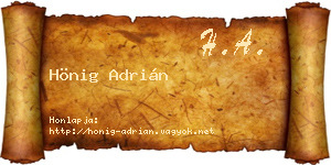 Hönig Adrián névjegykártya